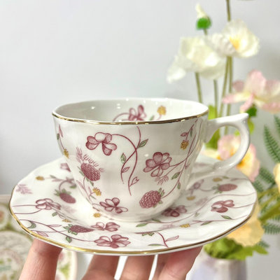日本三大骨瓷日光nikko粉色甜莓咖啡杯紅茶杯