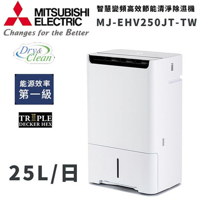 【歡迎殺價】三菱電機日本製變頻空氣清淨除濕機 (25L/日) MJ-EHV250JT-TW