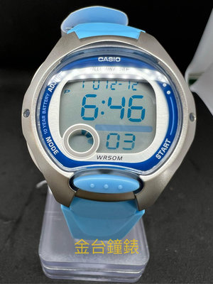 【金台鐘錶】CASIO 卡西歐 10年電力電池 (兒童錶 中性錶) 大型的螢幕 (藍錶帶銀框) LW-200-2B
