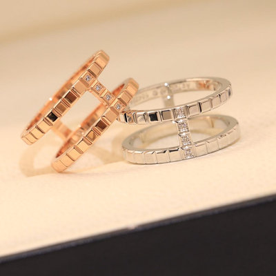 蕭邦戒指Chopard時尚鏤空鑲鑽戒指 男女同款情侶對戒 幸運大氣戒指 指環 首飾