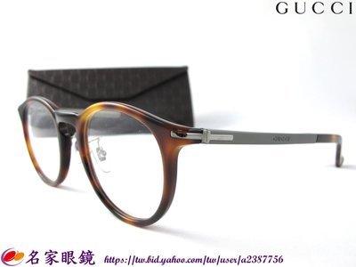 《名家眼鏡》GUCCI 時尚復古金屬鼻墊金屬彈簧鏡腳設計玳瑁色光學膠框GG1120/F  8E2【台南成大店 】