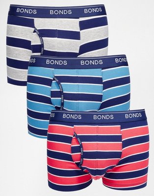 (嫻嫻屋) 英國ASOS新品-澳洲品牌Bonds 3 Pack Guyfront Trunks 四角褲三件組 現貨M