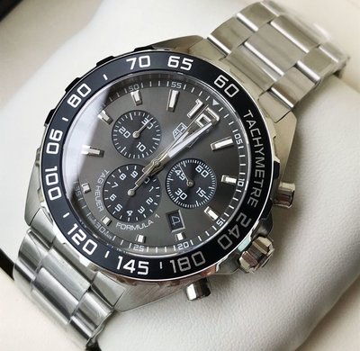 TAG HEUER Formula 1 灰色錶盤 銀色不鏽鋼錶帶 石英 三眼計時 男士手錶 CAZ1011.BA0842