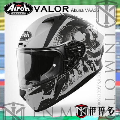 伊摩多※義大利 Airoh VALOR Akuna VAA35 霧灰黑 骷髏全罩 安全帽 超輕量 入門款 進口 重型機車
