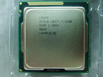 【含稅】Intel Core i7-2600K 3.4G SR00C 1155 95W 四核八線 正式散片CPU 一年保