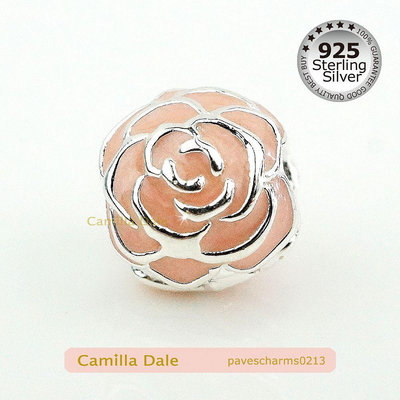 CamillaDale 粉紅玫瑰925純銀擋珠【213】適用潘朵拉手鍊 蛇鍊 硬式手環
