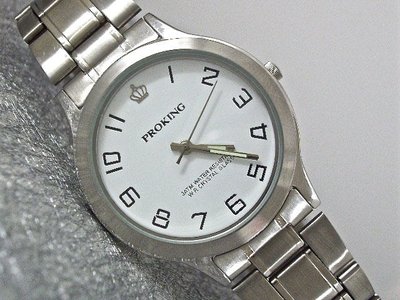 艾曼達精品~Proking全不銹鋼紳士型石英錶!帶寬18mm,清晰數字刻度!(非機械錶)