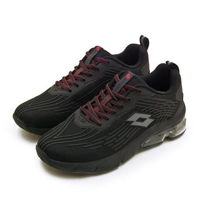 利卡夢鞋園–LOTTO 專業KPU避震氣墊慢跑鞋--氣動 2系列--黑灰紅--7180--男