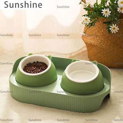 [Sunshine]陶瓷貓碗食碗貓咪雙碗狗狗碗食盆保護頸椎貓糧喝水碗飯碗寵物用品