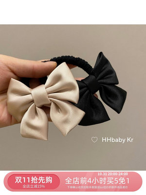 【HHBABY KR】溫柔芭蕾少女vintage髮繩 ins高級感緞面蝴蝶結髮圈