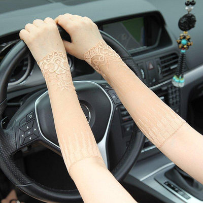 夏季蕾絲手套女 防曬袖子套手臂開車膚色 性感薄款冰絲護腕遮疤痕~熱銷優惠