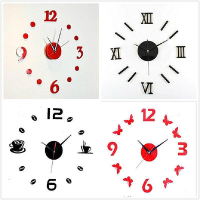 簡約代時鐘DIY鐘個性鐘表 亞克力鐘表墻貼客廳掛鐘掃秒機芯靜