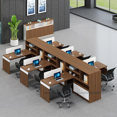 辦公桌2/4/6人位簡約現代財務職員桌屏風工作位辦公桌椅組合家具