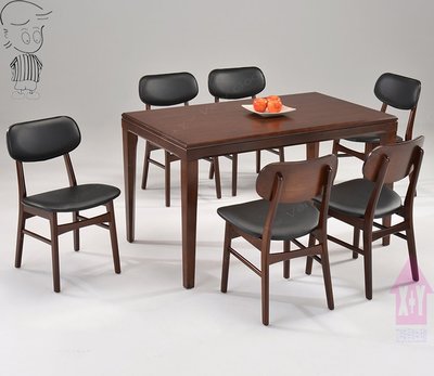 【X+Y 】艾克斯居家生活館   餐桌椅系列-新貝斯特 4.5尺胡桃色實木餐桌.不含餐椅.當會議桌.橡膠木實木.摩登家具