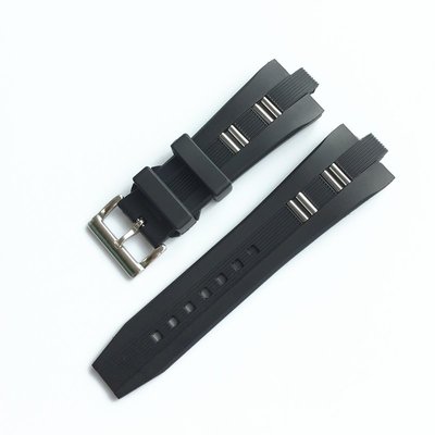 （帶標誌）代用寶格麗BVLGAR DIAGONO橡膠手錶帶凸口矽膠腕帶黑色男款26mm