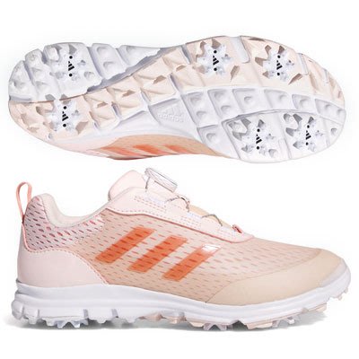 (易達高爾夫)全新原廠adidas W SOLARSTAR BOA 珊瑚紅色 女仕 有釘 高爾夫球鞋
