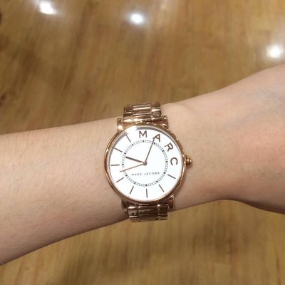 MARC BY MARC JACOBS 白色錶盤 玫瑰金色不鏽鋼錶帶 石英 女士手錶MJ3523