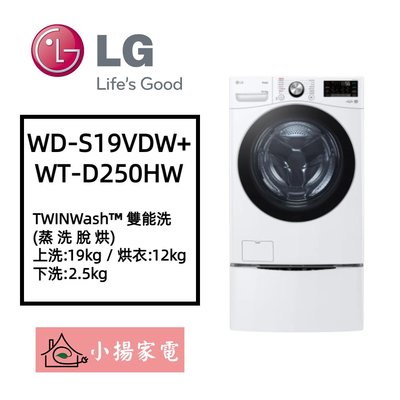 【小揚家電】LG 雙能洗 WD-S19VDW + WT-D250HW 新機上市 另售 WD-S18VDW (詢問享優惠)