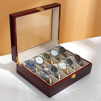 多位10位實木收納盒男士腕錶包裝禮盒機械錶首飾盒手錶盒子整理盒B6