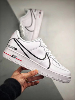Nike Air Force 1 Low ’黑白 大勾 皮革 涂鴉 百搭 低幫 滑板鞋 CD4366-100 情侶鞋公司級