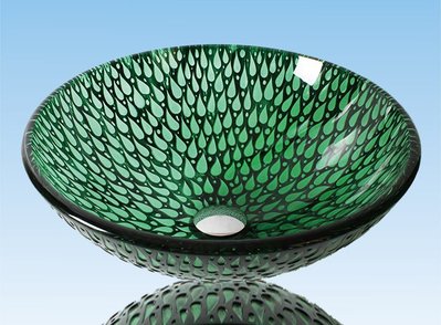 FUO衛浴:42公分 彩繪工藝 藝術強化玻璃碗公盆 (WY15064)預訂!