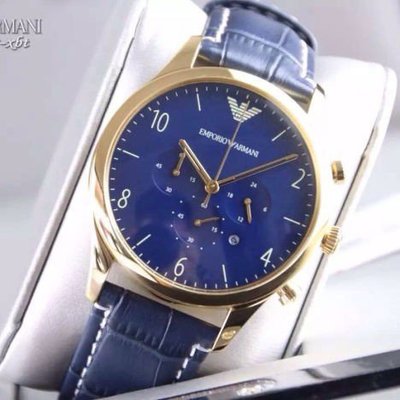 美國正品代購亞曼尼手錶 ARMANI AR1862 藍色時尚皮帶男錶 手錶