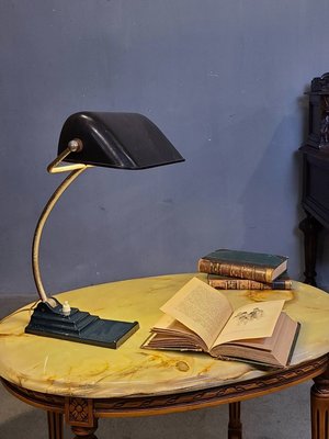 【卡卡頌  歐洲古董】1930s 比利時 ERPE 藍黑 階梯燈座 可調角度 桌燈 銀行燈 檯燈 老件 la0389 ✬