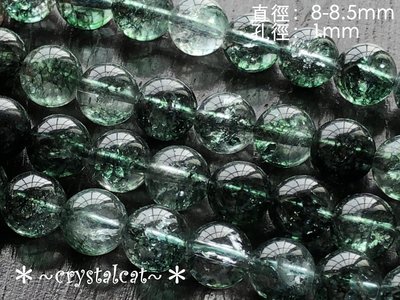 綠幽靈水晶圓珠串珠材料，10mm，單顆