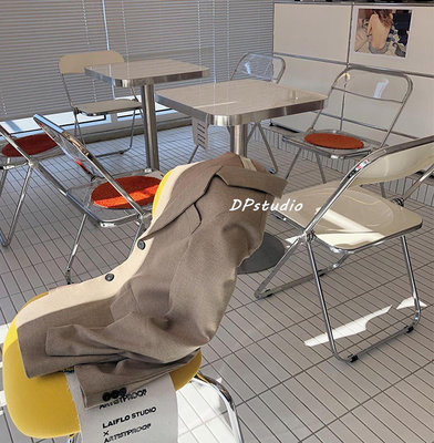 專場:DPstudio中古風亞克力折疊餐椅會議洽談椅簡約餐椅ins風椅子