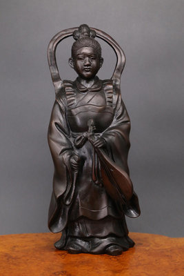 【二手】日本回流七福神之辯財天女神銅像，弁財天立像。謝絕砍，實銷12689【如意坊】擺件  老物件 老貨