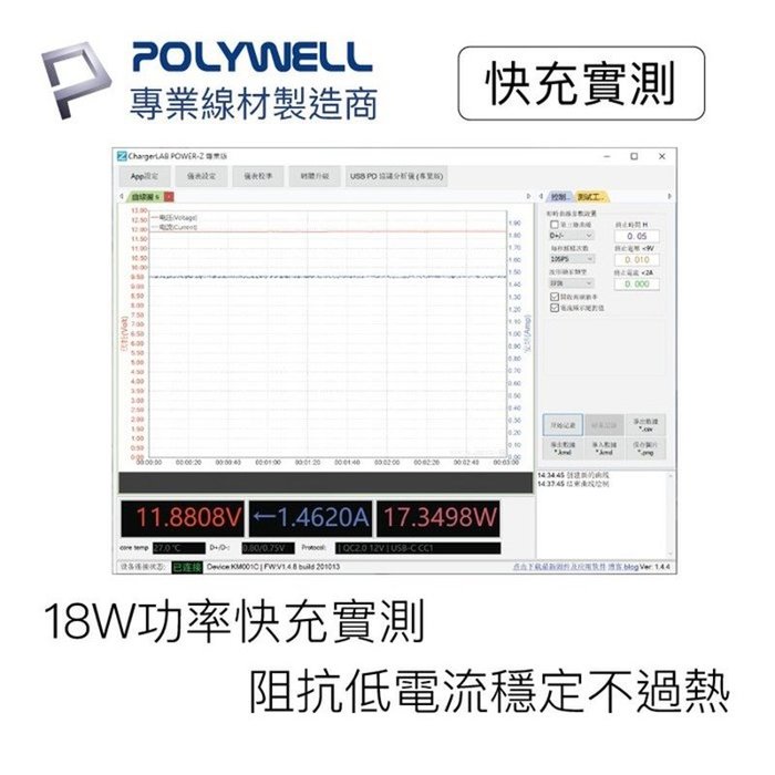 【珍愛頌】寶利威爾 USB3.1 Type-C對A 3A 100公分 高速充電線 5Gbps 18W POLYWELL