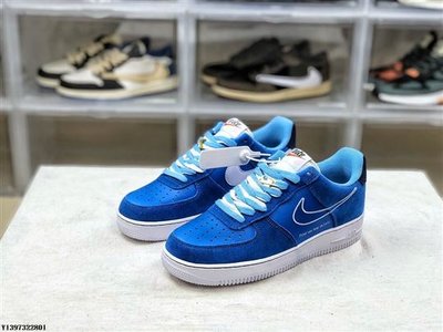 NIKE AIR FORCE 1 07 LV8 藍色 麂皮 手稿 紅線 金扣 運動 男鞋 DB3597-400滑板鞋