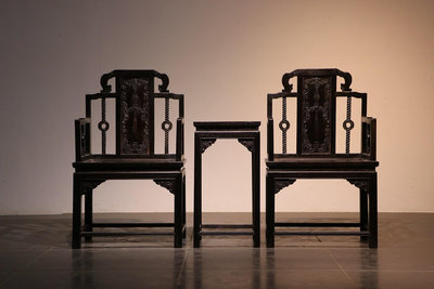 民國時期花梨木太師椅三套完整無缺品如圖茶幾尺寸404075公分椅子尺寸655051公78
