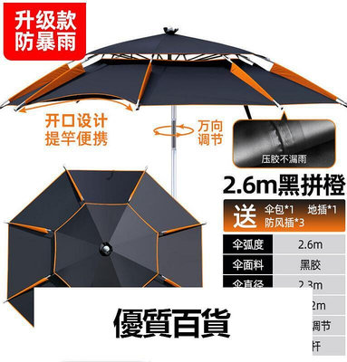 新品  釣魚傘 大釣傘 萬向加厚防曬防風防暴雨戶外雙層折疊遮陽雨傘垂釣傘