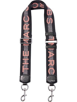 【超低優惠分享價】Marc Jacobs 黑銀底配粉紅字/銀釦 Logo字母 肩背帶 寬背帶 斜背帶 相機包背帶