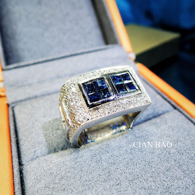 藍寶石💎獨特造型高級珠寶 天然方形藍寶石1.65克拉鑽戒