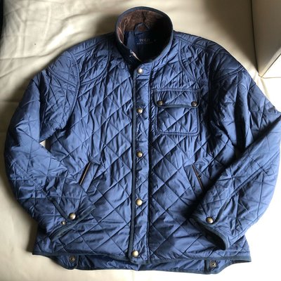 [品味人生] 保證正品 Polo Ralph Lauren 藍色 菱格紋 鋪棉外套 size M  適合L