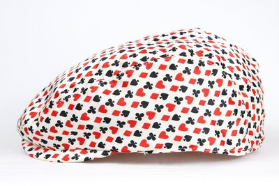 【古物箱~霹靂膠囊】日本品牌 絲質 古著風 撲克牌圖樣 小偷帽(二手 古著 老件)