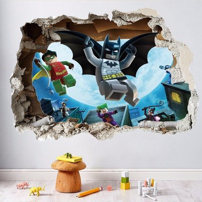 【童樂會】DC 正義聯盟 蝙蝠俠 超級英雄 樂高 3D 立體 兒童房 臥室 小孩防 防水牆貼 壁紙 壁貼 裝飾 牆貼