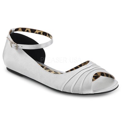 Shoes InStyle《一吋》美國品牌 PINK LABEL 原廠正品緞面平底娃娃魚口鞋有大尺碼 9-16碼『銀色』