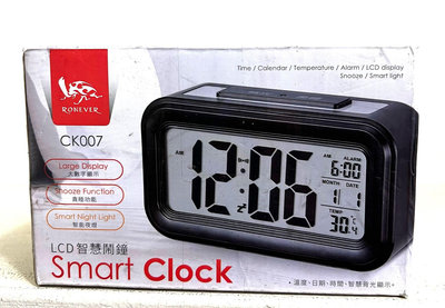 全新現貨 RONEVER 向聯 CK007 LCD智慧鬧鐘 時鐘 智能夜燈 大數字 清晰可見 貪睡功能