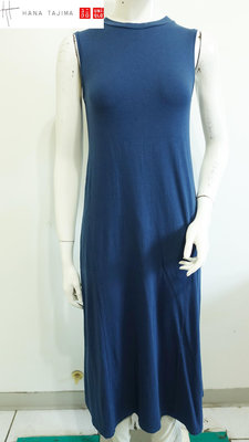 日本【UNIQLO】與英國時裝設計師 Hana Tajima聯名款 深藍色 小口領 超長洋裝~直購價390~🍅5/20