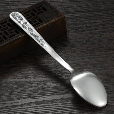 足銀999銀勺子 仿古做舊銀調羹湯勺銀餐具重約約54克爆款