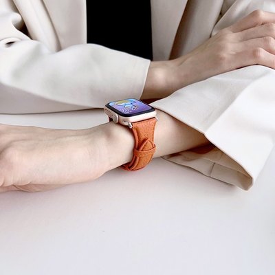 荔枝紋羊皮錶帶 適用於 Apple Watch S8/Ultra/7/6/se2/4 蘋果智能手錶配件 厚款
