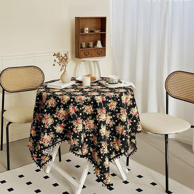 美式復古桌布圓桌/中古風輕奢正方形餐桌