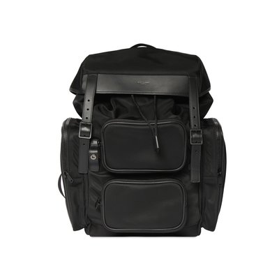 [全新真品代購-F/W22 新品!] SAINT LAURENT 多口袋設計 黑色 後背包 (YSL) 聖羅蘭