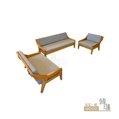 ［韓珈柚木wood]  柚木樂菲木椅沙發椅 1+2+3人實木木椅沙發  柚木客廳椅 印尼柚木木椅