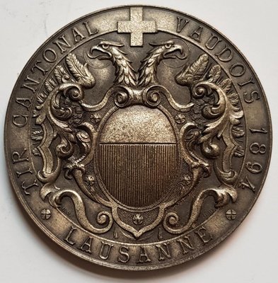 瑞士銀章1894 Swiss Lausanne Kantonal Shooting Silver Medal.