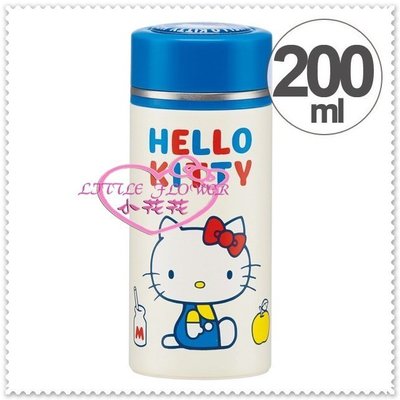 小花花日本精品♥ Hello Kitty  不鏽鋼 隨水杯 超輕量保溫保冷水壺 圓筒 藍色側姿 70年代