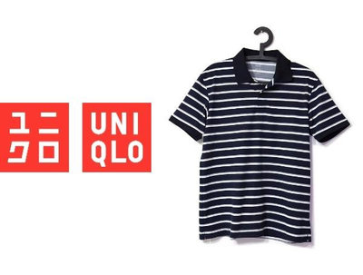 《鬥牛士》近全新完好良品 日本品牌 UNIQLO 優衣庫 DRY-EX 運動系列 海軍藍白條紋 排汗機能 POLO衫 短袖 L號 99元 低價起標